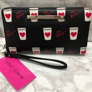 Betsey Johnson coffee latte wallet wristlet